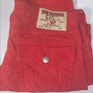 Red corduroy true religion fits comfortable